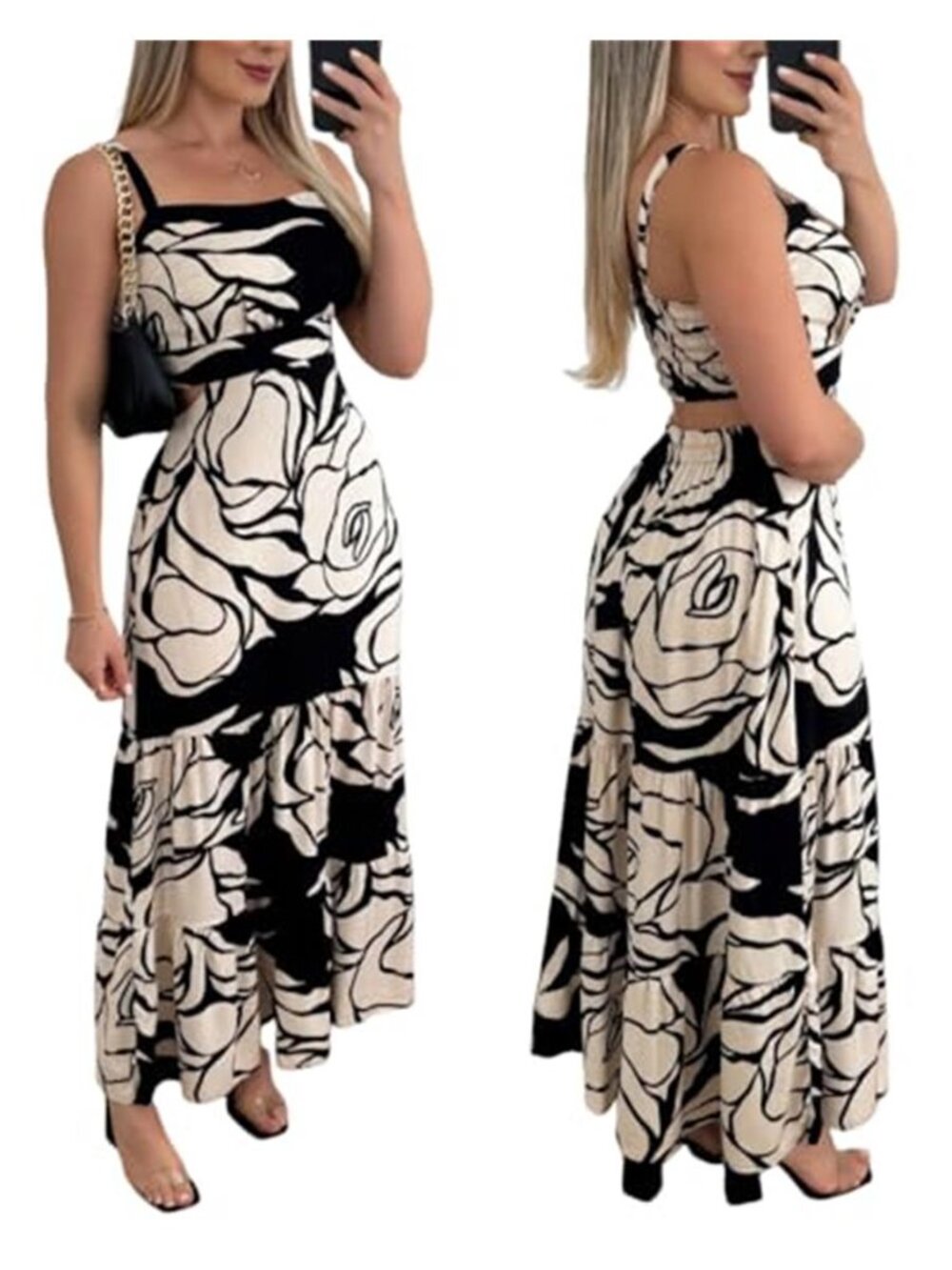 CHICME Summer Dresses for Women 2026 Sleeveless Casual Boho Maxi Dress Square